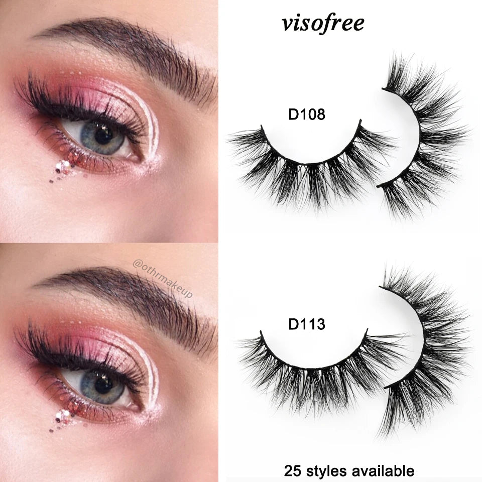 Visofree Eyelashes 3D Mink Lashes Handmade Full Strip Lashes Cruelty Free Luxury Mink Eyelashes Makeup Lash Maquiagem Faux Cils